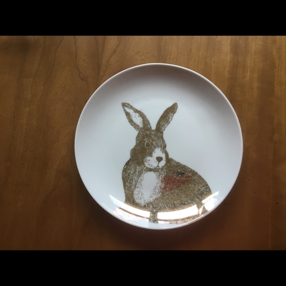 2 Pier 1 Gold Gilded Bunny Porcelain plates - Picture 3 of 3